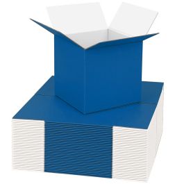 Blue Color Shipping Boxes (White Inside) - 4 X 4 X 4" 