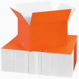 Orange Color Shipping Boxes (White Inside) - 6 X 5 X 3" 