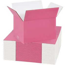 Pink Color Shipping Boxes (White Inside) - 6 X 5 X 3" 