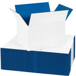 Blue Color Shipping Boxes (White Outside) - 6 X 5 X 3" 