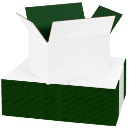 Green Color Shipping Boxes (White Outside) - 6 X 5 X 3" 