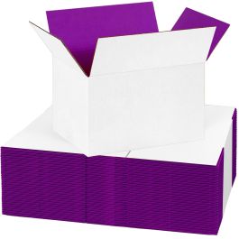 Purple Color Shipping Boxes (White Outside) - 6 X 5 X 3" 