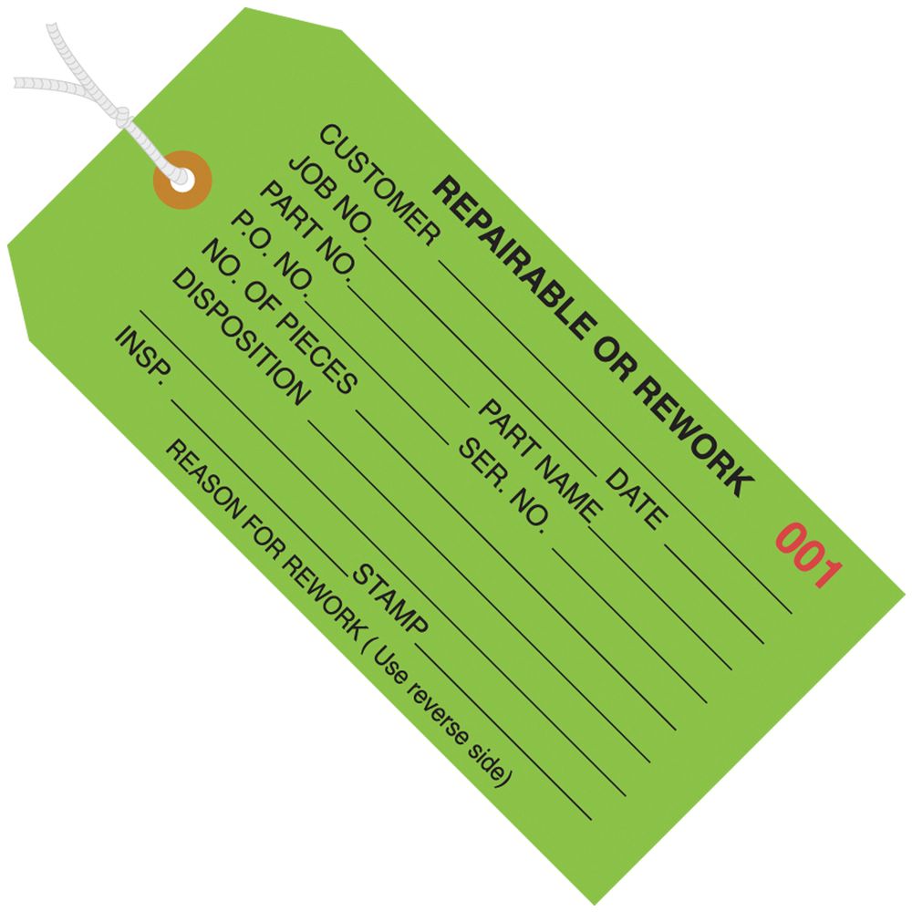 Red Tags For Rework 4 3/4 x 2 3/8