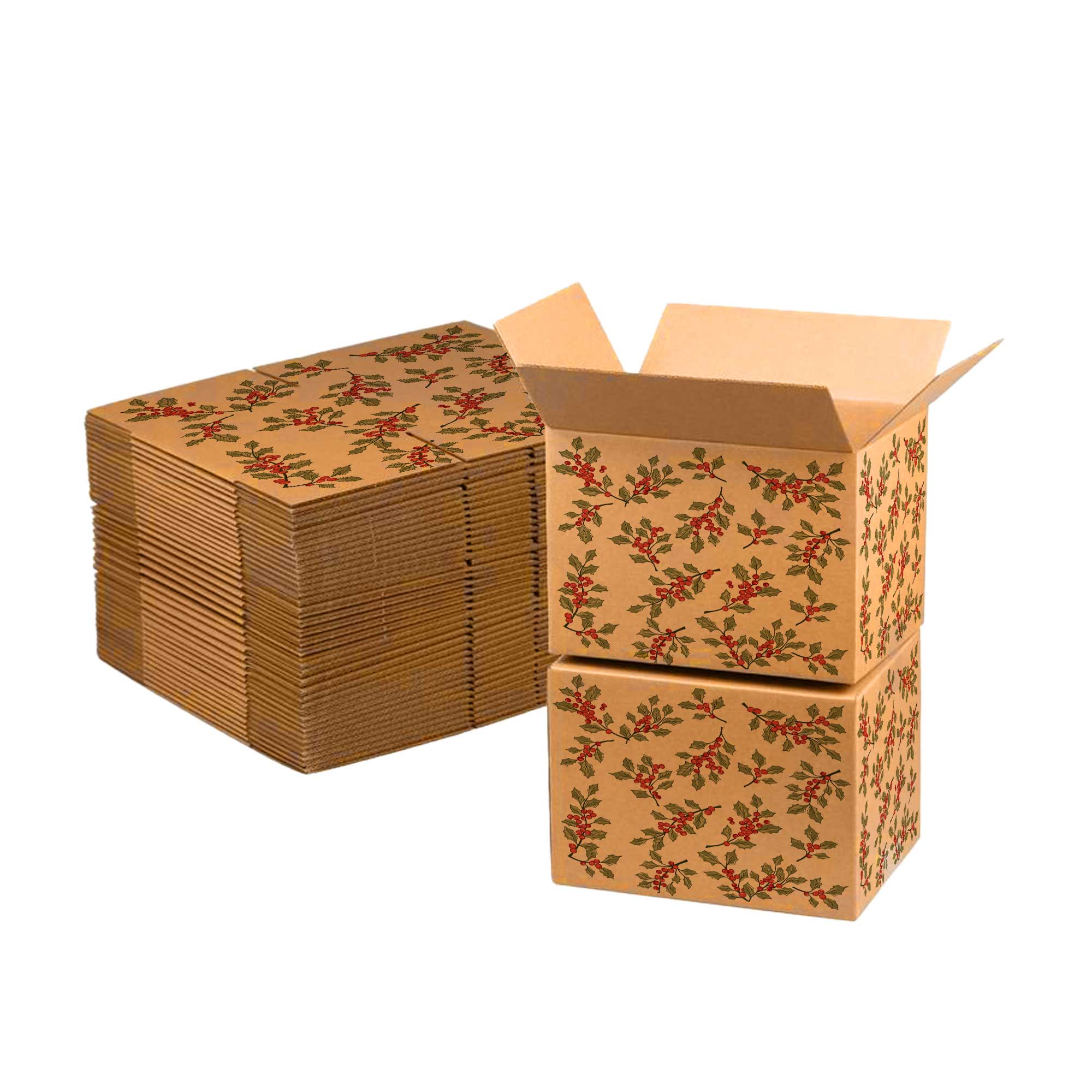 Christmas Holly Berries Corrugated Shipping Boxes | UCanPack