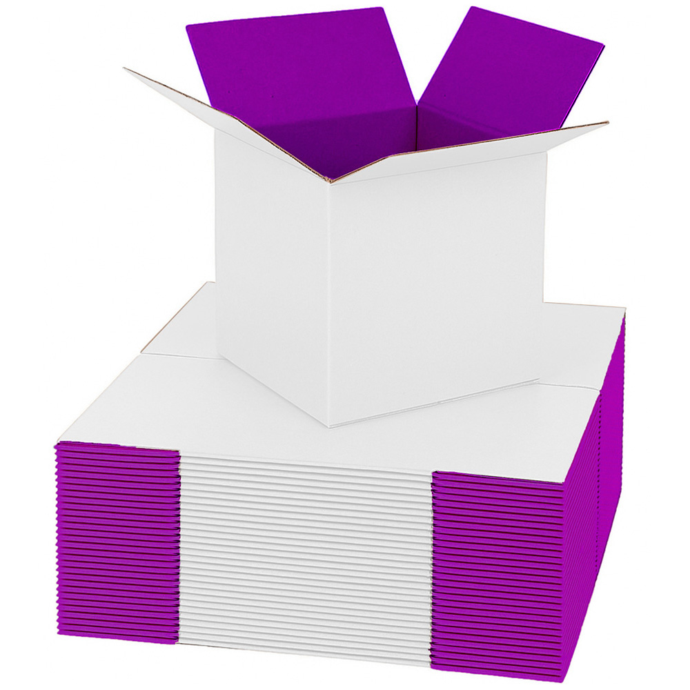 Purple Color Shipping Box (White Outside) - 10 x 10 x 10