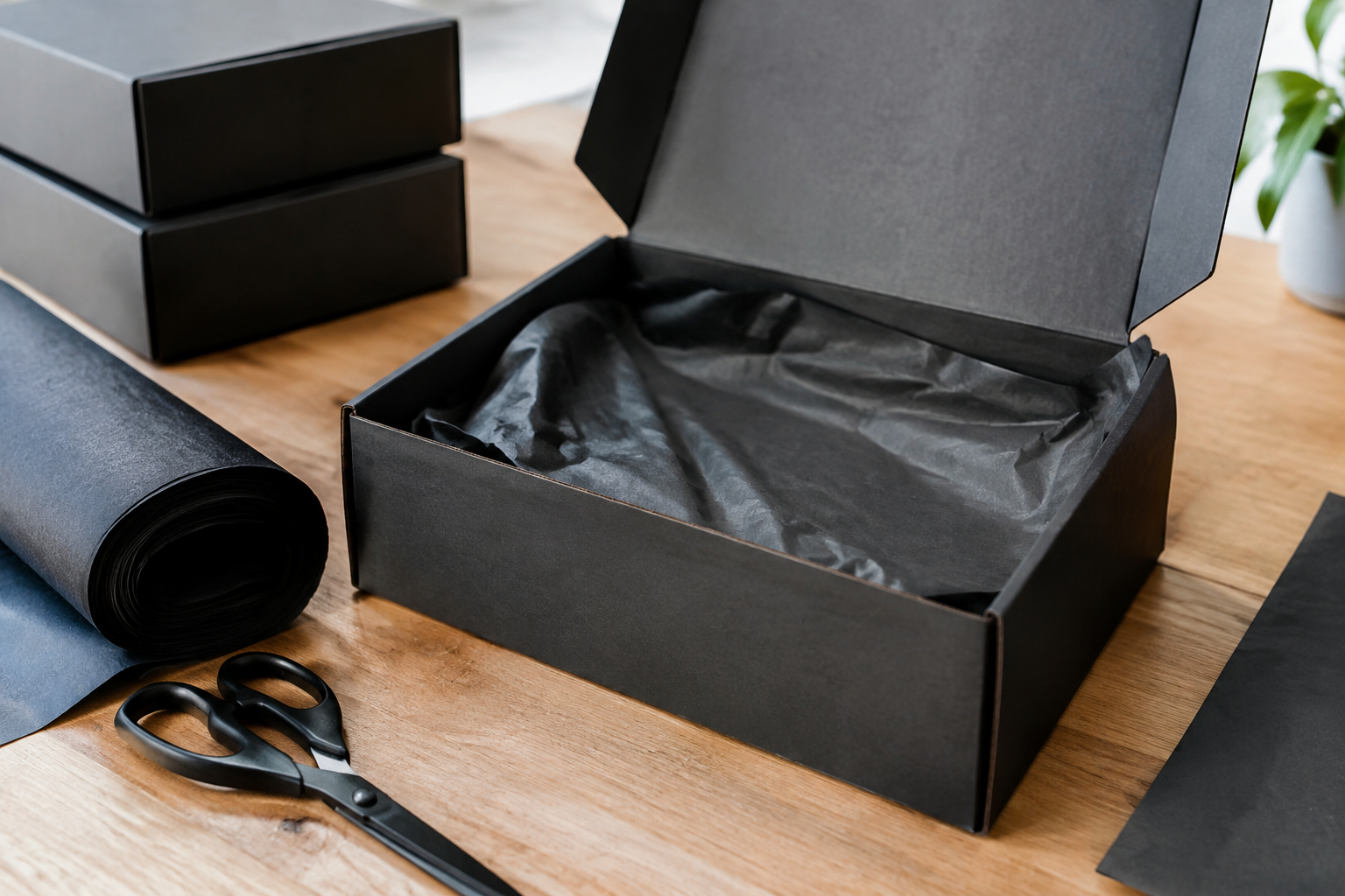6 black shipping box and tissue paper pairings that photograph well